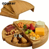 Juego de 1 tablero de queso de bambú APPKER con cuchillos, plato giratorio para charcutería y quesos, accesorios de cocina