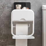 Dispensador de pañuelos montado en pared con estante de almacenamiento, soporte de papel higiénico de baño rectangular de plástico impermeable - Blanco, Decoraciones de Halloween, Navidad