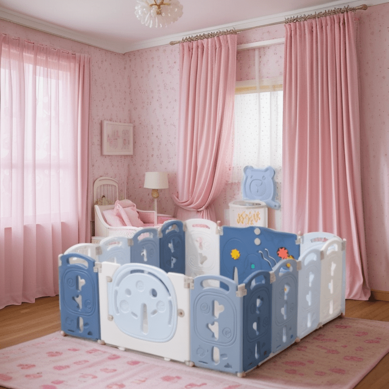 Parque grande, zona de ensueño rosa y blanca para padres e hijos, parque plegable para bebés y niños pequeños, grandes corralitos para infantes y niñas, pequeño parque infantil plegable