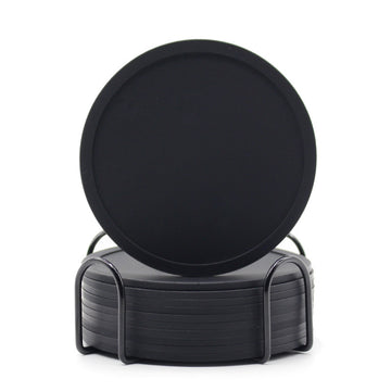 6 posavasos premium de silicón negro, antideslizantes y duraderos, fáciles de limpiar - Ideales para proteger superficies del calor, grasa y manchas de agua - Perfectos para bares en casa, restaurantes y uso doméstico (Soporte no incluido)