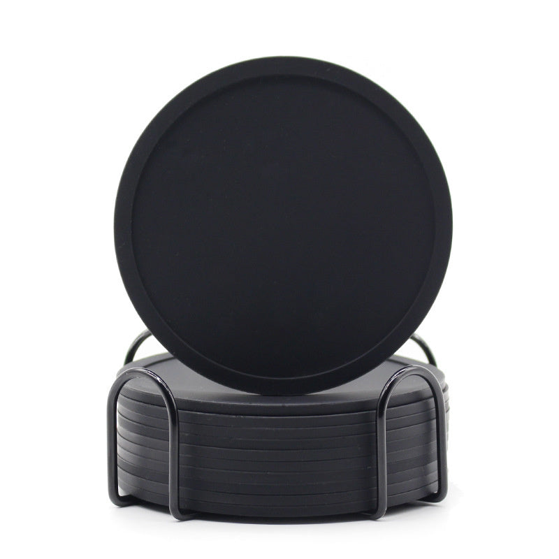 6 posavasos premium de silicón negro, antideslizantes y duraderos, fáciles de limpiar - Ideales para proteger superficies del calor, grasa y manchas de agua - Perfectos para bares en casa, restaurantes y uso doméstico (Soporte no incluido)