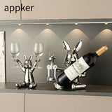 Estante de vino de oso de dibujos animados de terracota Appker con abridor de botellas integrado, exhibición de almacenamiento decorativo de cerámica para la sala de estar, decoración de cocina de bar en casa