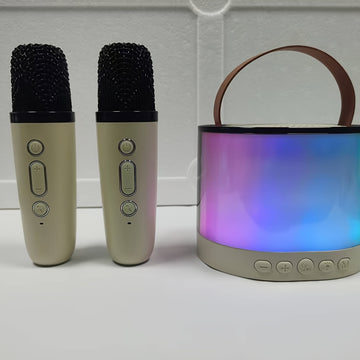 Equipo de karaoke con dos micrófonos inalámbricos y altavoces móviles LED, ideal para regalos de Navidad y Halloween, canto familiar, reuniones en casa, iluminación ambiental multicolor, obsequios festivos