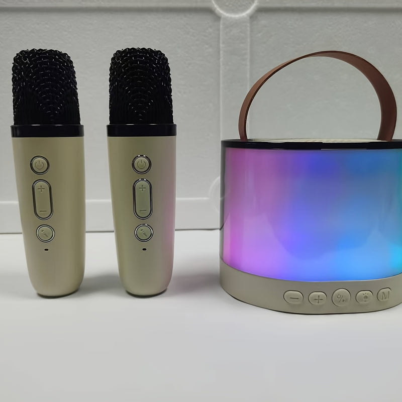 Equipo de karaoke con dos micrófonos inalámbricos y altavoces móviles LED, ideal para regalos de Navidad y Halloween, canto familiar, reuniones en casa, iluminación ambiental multicolor, obsequios festivos