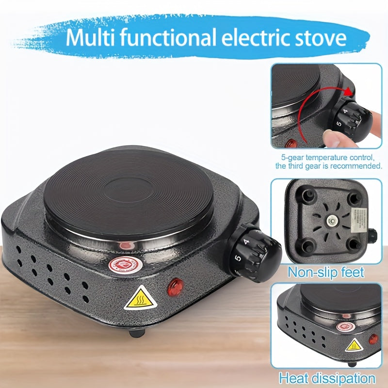 Estufa eléctrica compacta de 110V con ajustes de calor personalizables - Ideal para el hogar, la oficina, los dormitorios y la preparación de café - Duradera y fácil de limpiar, perfecta para uso en interiores, cafetera para estufa.