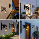 1 pieza de luz solar exterior hexagonal con silueta de pájaro y gancho de planta - Iluminación solar LED para porche, patio, terraza, garaje y paredes exteriores, ahorro de energía y fácil instalación, acabado metálico antiguo, acabado pulido, lámpara de