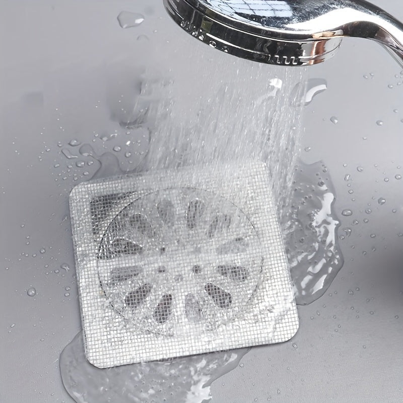 10 piezas de filtro para cabello de baño, rejilla para drenaje, adhesivo autoadhesivo para piso, antiobstrucción y antiinsectos para cocina