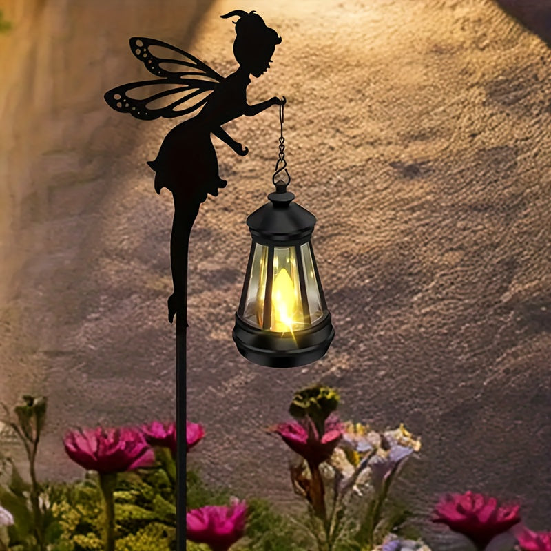 Linterna Solar de Silueta de Hada 1/2 - Luz LED Divertida para Jardín, Decoración Exterior Metálica Impermeable, Perfecta para Patio y Jardines de Rosas, Regalo Ideal para Navidad o Cumpleaños