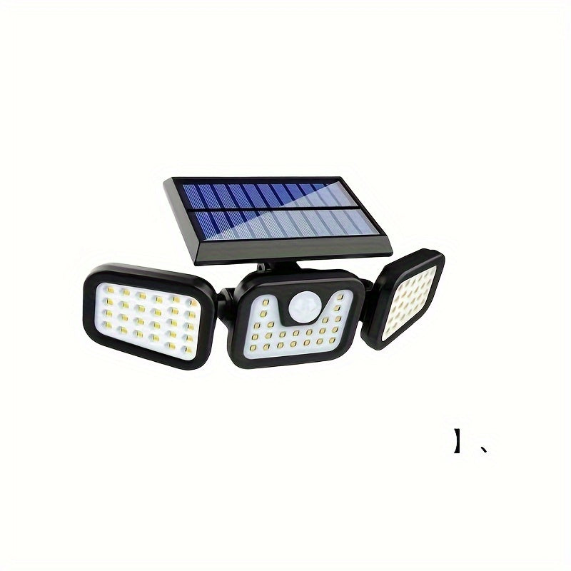 Lámpara de pared LED solar con tres cabezales separados, sensor exterior, impermeable IP55, patio, iluminación, lámpara de pared, luz de emergencia-9