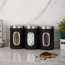 3pcs Negro/gris, Contenedores de Alimentos, Cajas de Almacenamiento para Café, Azúcar, Té, Frijoles