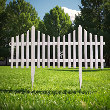8 paneles de cerca de jardín plásticos blancos - Borde de paisaje resistente a la intemperie para céspedes, camas de flores y decoración navideña vertical, sin necesidad de energía, decoración de jardín para todas las estaciones, diseño de estacas vertic