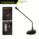 X-DUOMIC D38 Micrófono de plataforma con cable para voz de escritorio, tubo de cuello de ganso para conferencias