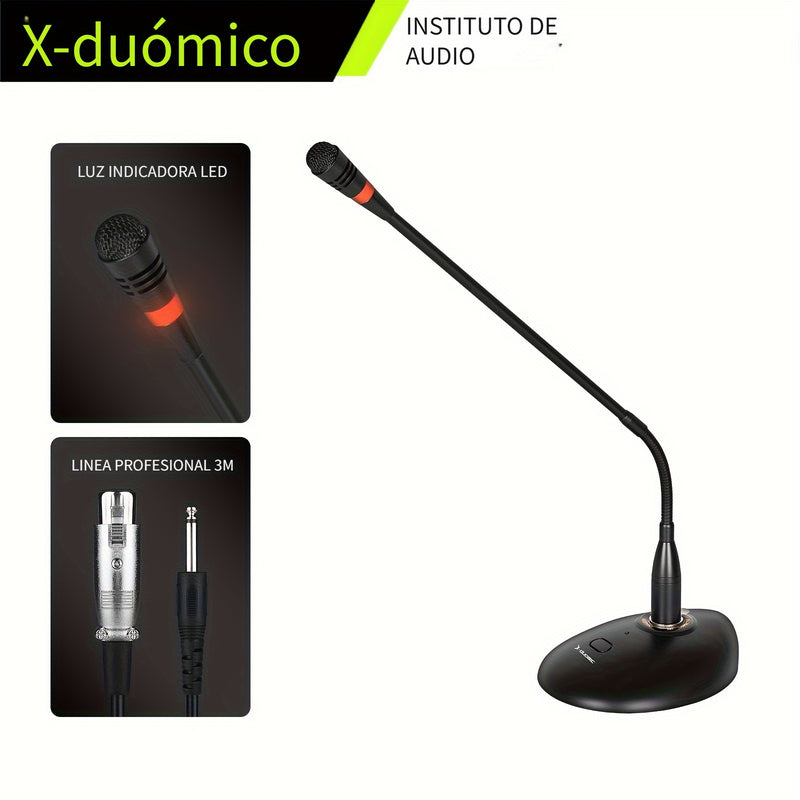X-DUOMIC D38 Micrófono de plataforma con cable para voz de escritorio, tubo de cuello de ganso para conferencias