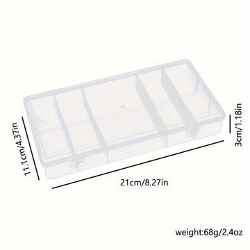 Caja de almacenamiento de pestañas verticales rectangular transparente de 5 cuadrículas con cierre de clic - Sin aroma, no requiere suministro de energía, sin batería - Organizador de herramientas de maquillaje, 1 paquete