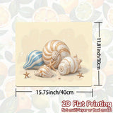 1pc Protector de Encimera para Estufa - Tapete Resistente al Calor con Diseño de Concha (Beige/Azul), Antirrayas para Cocinas de Gas/Eléctricas, Cafetera y Lavavajillas, Fácil de Limpiar, Motivo 2D Plano