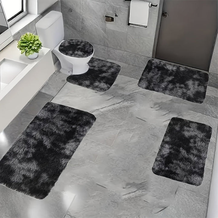 Juego de Alfombras para Baño Nuevo de 5 Piezas con Cubierta para Tapa de Inodoro, Base Antideslizante, Suave y Cómodo Absorbente Grueso Adecuado para Delantero del Lavabo, Zona de la Bañera, Ducha, Regalo para el Día del Padre, Año Nuevo, Navidad, Decora