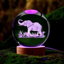 Esfera de cristal con elefante en 3D tallada por láser y base de madera para luz nocturna, regalo de cumpleaños para novia, padres y amigos, Navidad, Día de San Valentín, recuerdo festivo, decoración del hogar