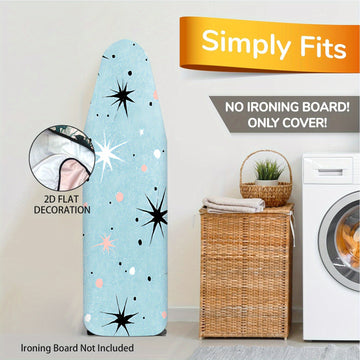 Fundas Lavables para Tabla de Planchar Resistente - Azul Claro, Estrellas Negras y Puntos Rosados, Ajuste Universal para la Mayoría de Mesas de Planchado, Decoración para Lavandería, Accesorios de Planchado (No Incluye Mesa), Diseño de Estrellas y Puntos
