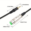 Cable de audio 3.5mm macho a XLR, cable de audio XLR con núcleo de goma verde, cable de audio, cable de micrófono 3.5mm a XLR hembra con conector de aleación de zinc y aluminio, enchufe de 3.5mm chapado en oro de cobre puro. Cable de audio para conectar