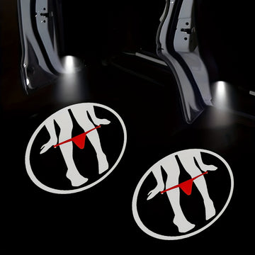 2 piezas de luces traseras de coche LED con diseño de silueta de niña juguetona - Rojo y blanco, alimentadas por batería, ajuste universal para coches, SUV y más - Regalo ideal para vacaciones para hombres y mujeres, luces traseras para coches, sin bater