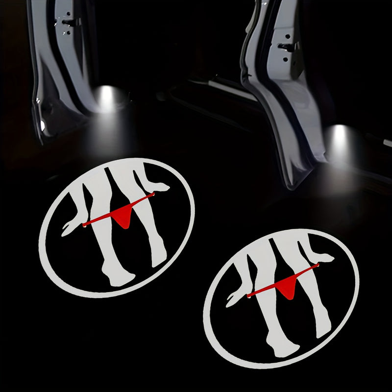 2 piezas de luces traseras de coche LED con diseño de silueta de niña juguetona - Rojo y blanco, alimentadas por batería, ajuste universal para coches, SUV y más - Regalo ideal para vacaciones para hombres y mujeres, luces traseras para coches, sin bater
