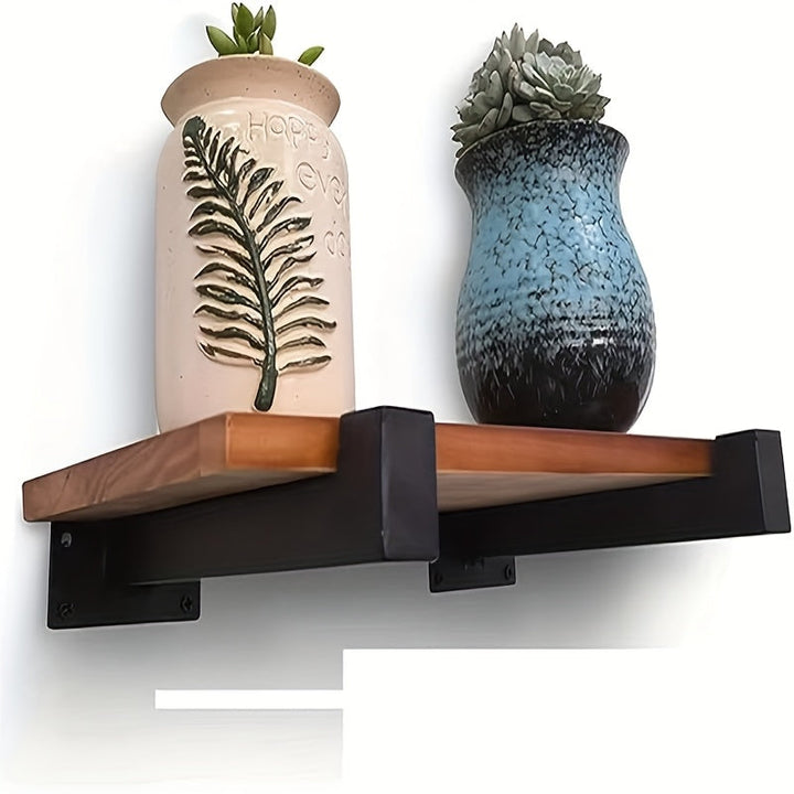 1 estante de arte de hierro montado en la pared, marco de acero inoxidable negro mate, resistente a la oxidación, se adapta a diferentes estilos de decoración | Ahorro de espacio, ideal para apartamentos pequeños, cocina, baño, práctico y decorativo!