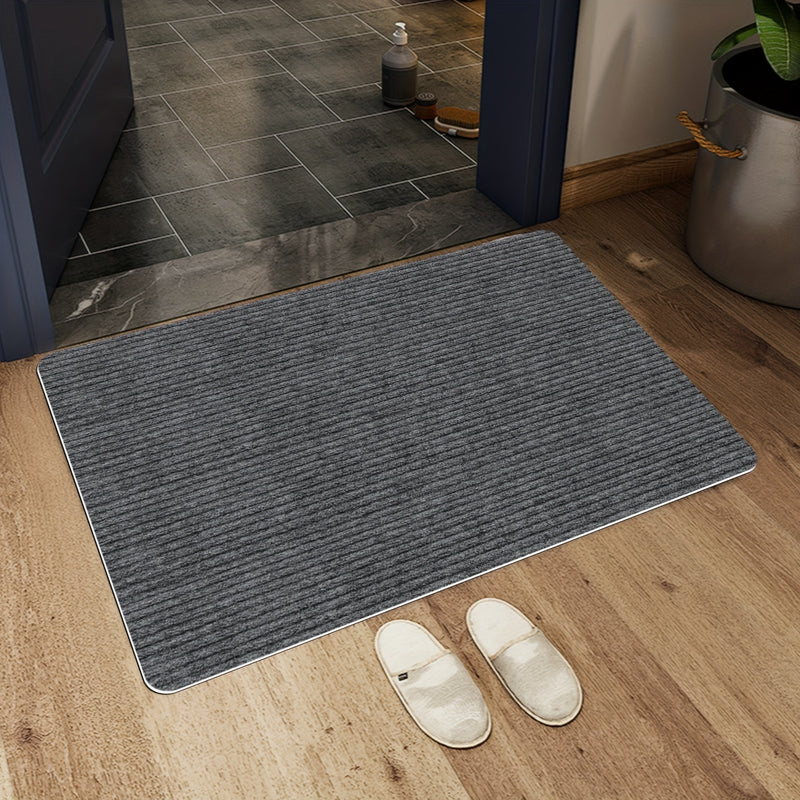 1 pieza de alfombrilla antideslizante para puertas - Elegante diseño geométrico en azul y blanco, fácil de limpiar, poliéster duradero, perfecto para entradas interiores/exteriores, porches delanteros, habitaciones y jardines, ideal para ayudar con la de