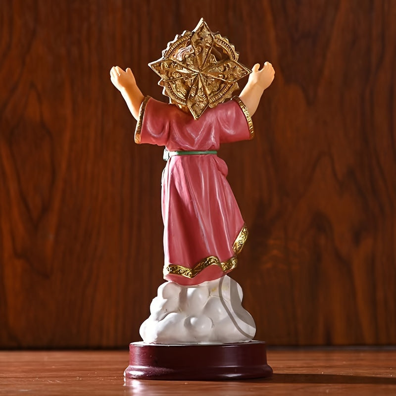 Estatua Elegante de Jesús Santo - Resina Duradera con Colores Vibrantes, Diseño de Brazos Abiertos, Perfecta para Decoración de Hogar u Oficina, Regalo Ideal para Aficionados Religiosos, Color Completo, Decoración Interior
