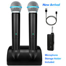 Micrófono inalámbrico doble digital dinámico con micrófono y receptor recargables, alcance de 48.77 metros, para cantar, karaoke, reuniones, iglesia, bodas, incluye soporte de almacenamiento