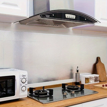 1 Rollo de forros para estantes de cocina, pegatina para respaldo de estufa de cocina, papel tapiz impermeable y a prueba de aceite, papel para forros de estantes de gabinete con pegatina, suministros de cocina, 60*300.0 pulgadas