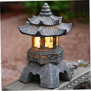 1PC Decoraciones Zen para Exteriores/Interiores - Estatua de Linterna Pagoda con Energía Solar, IPX4Añade encanto artístico a tu jardín, patio y balcón ajardinado, ¡el regalo perfecto para decoración de patio!