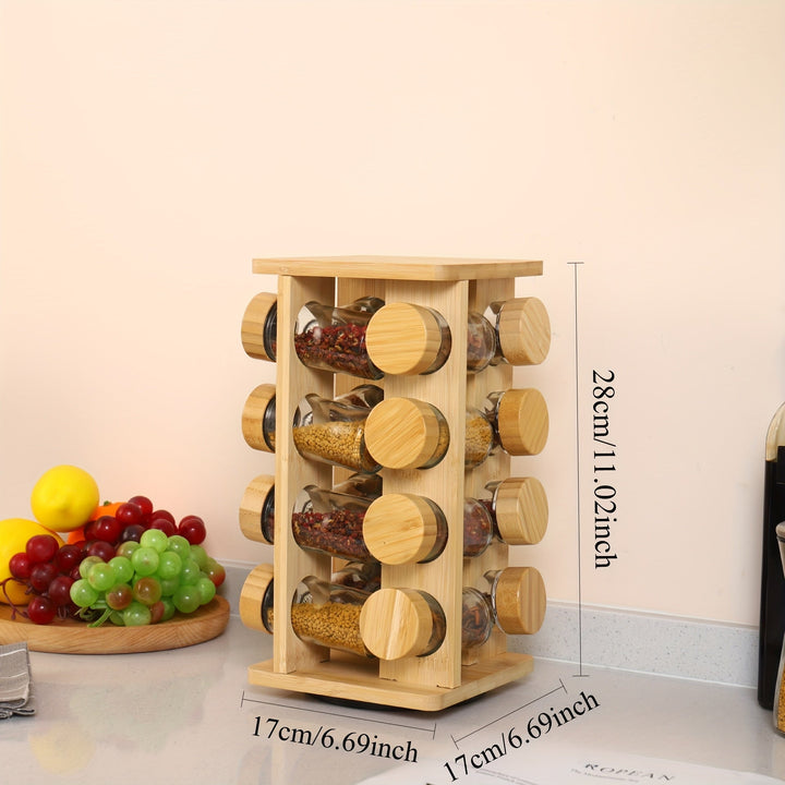 1 Estante Giratorio de Madera para Especias. Multifuncional con Varias Compartimentos y Tamaños Disponibles. Adecuado para Decoración y Almacenamiento en Cocina o Comedor. Regalo para Él o Ella. Portaespecias de Varios Niveles