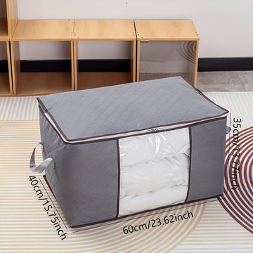 Bolsa organizadora grande para ropa, hecha de tela no tejida, con ventana transparente y cierre seguro de cremallera, protector multiusos para cobijas, edredones y ropa de temporada, almacenamiento debajo de la cama