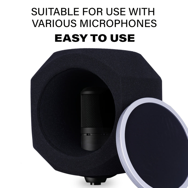 Protección Antiviento de Micrófono de Calidad de Estudio Pure Vocals con Filtro Pop - Bola de Aislamiento Acústico para Reducción de Ruido, Diseño de Espuma Absorbente de Sonido