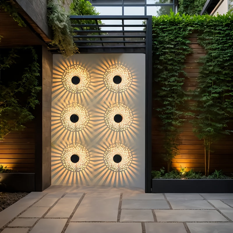 Linterna Solar para Valla Exterior - Lámpara de Metal IP65, Ideal para Jardín/Pasillos/Paredes/Decoración del Hogar con 26 Ambientes Festivos