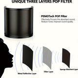 Ventilador de viento y filtro de pop TAVOSOP mejorado - Cubierta de malla metálica ajustable para grabaciones sin manos, reduce el ruido del viento y mejora el tono de bajo, compatible con la mayoría de los micrófonos, ventilador de viento, mejora del au