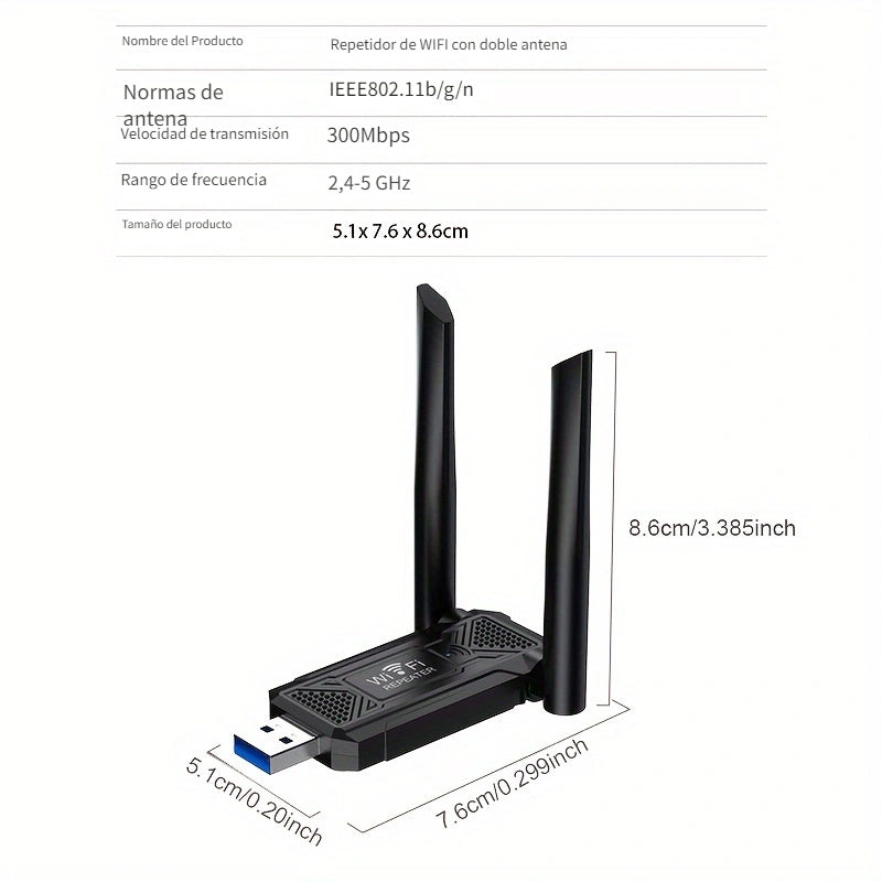 1pc VSZAPower Repetidor inalámbrico USB Router, amplificador de señal de Internet de alta velocidad de 300M, amplificador de red Wi-Fi portátil, material de PVC, alimentado por USB, no requiere batería, amplificador de red doméstico estable