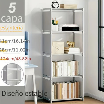 Un Sencillo Estante de Libros de Cinco Niveles de Hierro, Diseñado para Estudiantes y Jóvenes como Un Armario de Almacenamiento Creativo., Decoraciones para Estantes