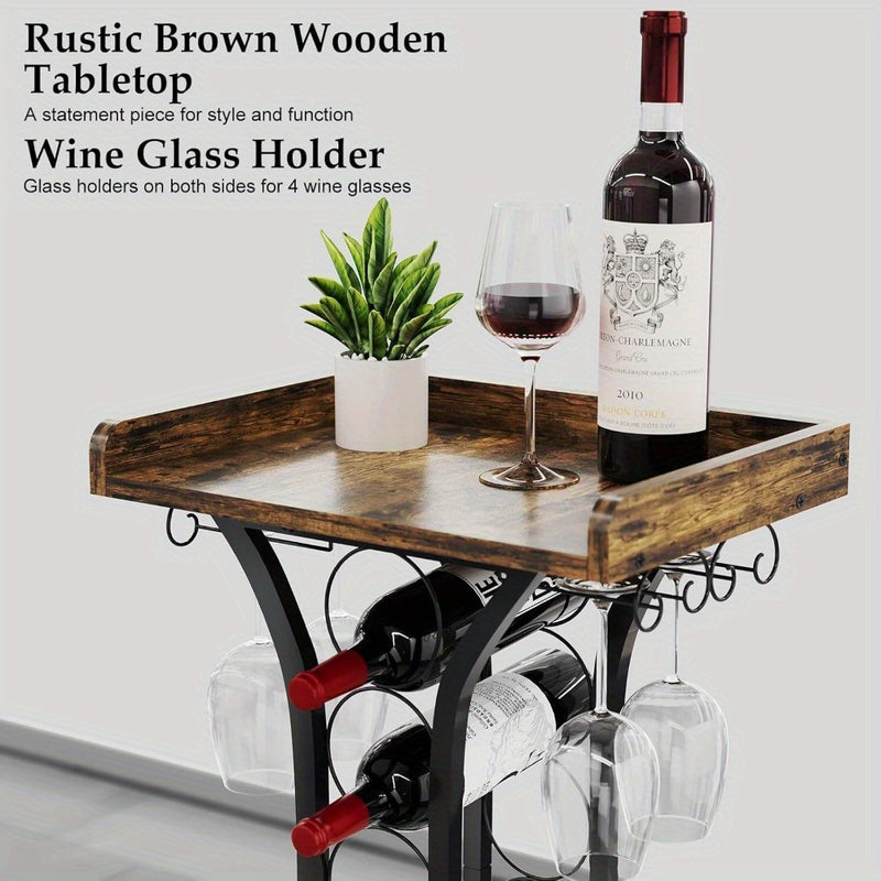 2025 Nuevo Soporte para Botellas de Vino Xiaohongshu con Estante de Vidrio, Mesa Mini Bar para 14 Botellas, Ideal para Bares en Casa, Cocinas y Salas