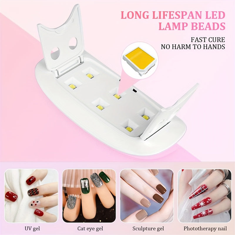 Linterna Compacta para Uñas, Luz de Curado de Gel LED, Secador de Manicura para Salón y Hogar, Curado Rápido para Uñas DIY