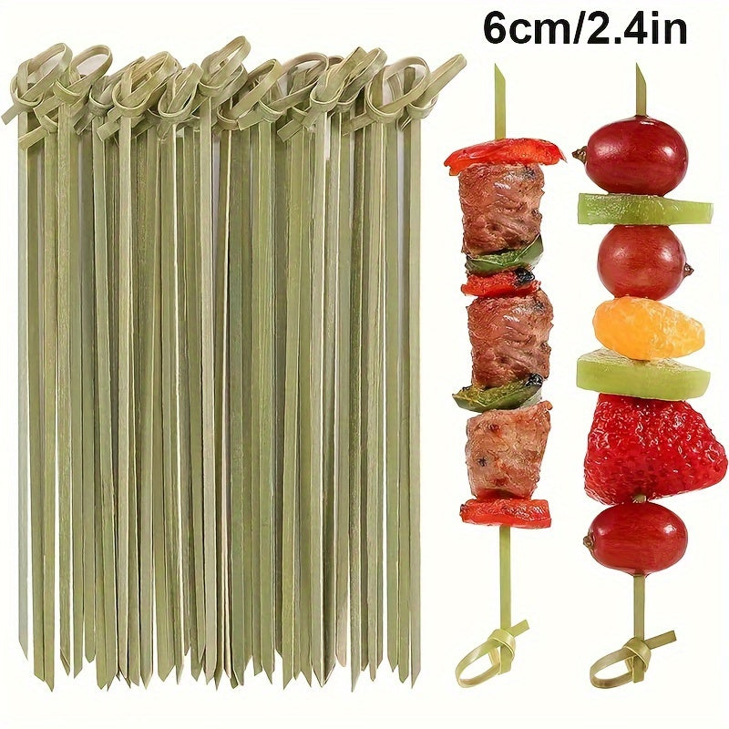 100 piezas de tenedores de postre de bambú, 15,24 cm de palillos nudosos para aperitivos, palillos nudosos de bambú naturales, palillos de dientes elegantes para suministros de fiesta, tableros de charcutería, guarnición de frutas, palillos de comida