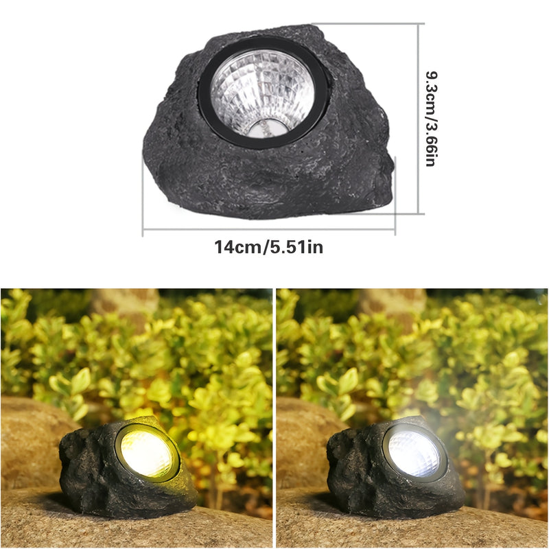 1 pieza de luz de piedra de jardín LED alimentada por energía solar - Iluminación cálida/blanca, resistente a la corrosión, con carcasa de acrilonitrilo butadieno estireno, montaje semienterrado para exteriores, parques, villas y decoración de césped nav