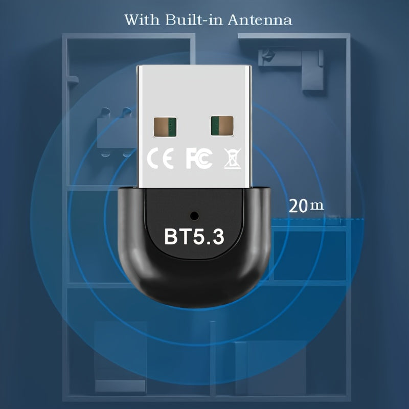 Adaptador inalámbrico USB 5.3 para PC, receptor de perro cifrado inalámbrico USB, compatible con laptops/auriculares/teclados/mouse hablantes, Windows 11/10/8.1, enchufa y juega, compatible automático hacia abajo con dispositivos 3.0/4.0/5.0/5.1