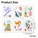 6pcs Pegatinas Antideslizantes de Sirena y Mundo Marino para Bañera - Impermeables, Calcomanías Esmeriladas para un Baño Seguro y Divertido