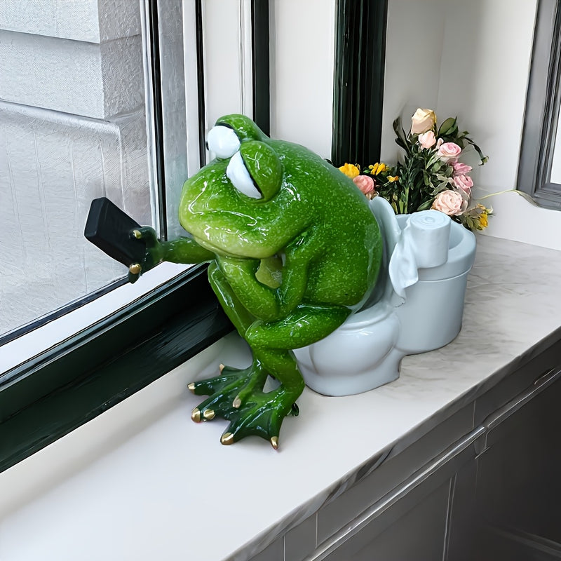 Figura de Risa de Resina con Diseño de SmartPhone para Baño - Decoración Caprichosa de Inodoro de 14.48cm, Decoración Interior/Exterior para Sala de Estar, Oficina o Estudio