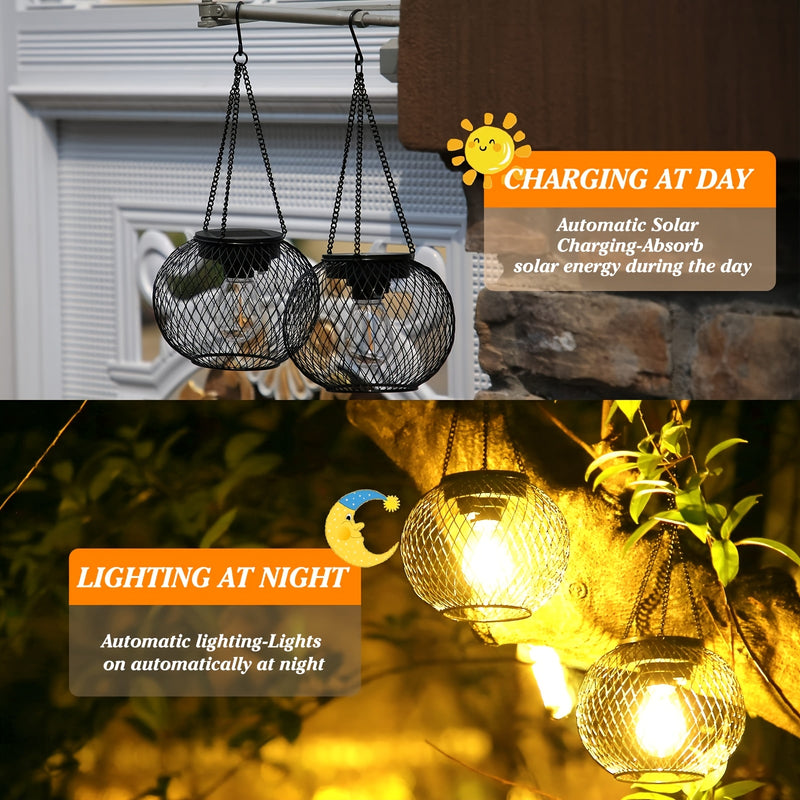 2 luces solares colgantes para exteriores, luces solares mejoradas, iluminación decorativa para jardín, energía solar, ideales para terrazas, céspedes y patios traseros