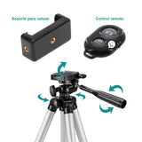 Trípode Soporte Celular Cámara Fotos Control Remoto 3888