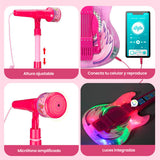 Guitarra Eléctrica + Micrófono + Parlante Musical Luces y Sonido Juguete HD-771