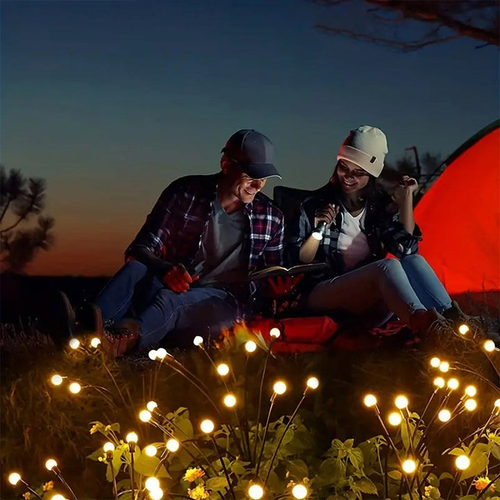 Luces de Hadas Luciérnagas x2 LED Jardín Panel Solar 6 Luces Impermeables C2003