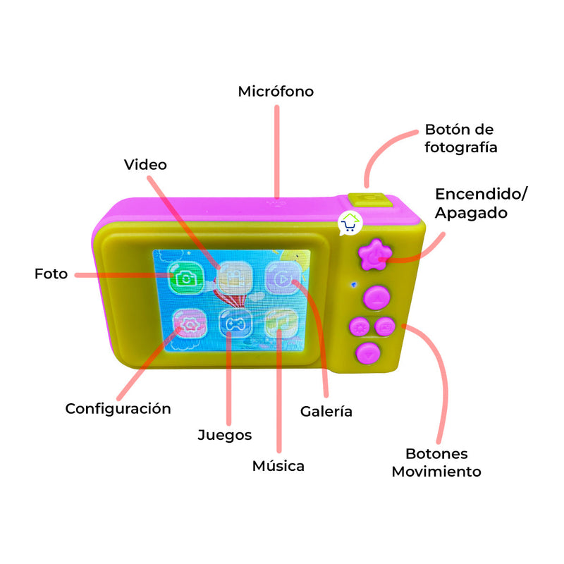 Cámara Digital Para Niños Foto Video Y Juegos + Memoria SD GRATIS SG2109-010